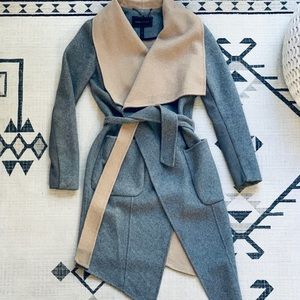 BCBG Grey Taupe Belted Coat